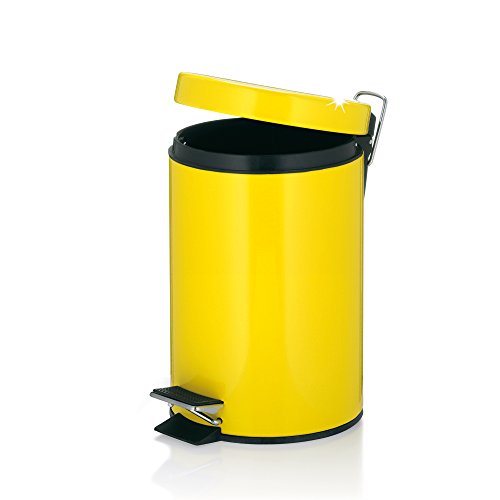 Amarelo pedal amarillo brillante cubo de basura de baño cilíndrico Amarelo