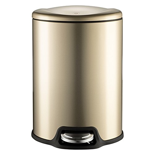 Basurero cilíndrico de baño con pedal de metal dorado