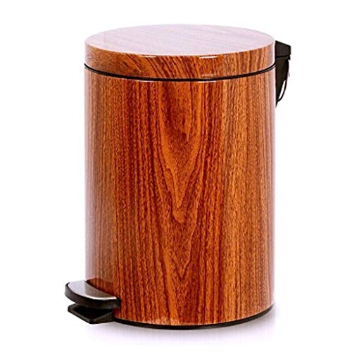 Basurero de baño original con impresión en madera