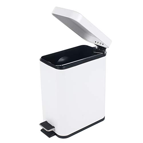 Basurero de baño rectangular estrecho y blanco
