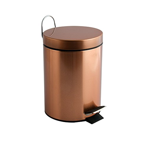 Basurero de plástico cilíndrico de cobre para el baño