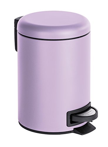 Cubo de basura cilíndrico de baño con pedal de acero inoxidable púrpura