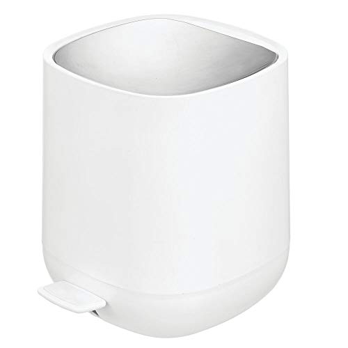 Cubo de basura de plástico blanco de diseño para el baño, 5 litros