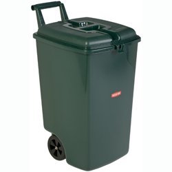 Cubo de basura de plástico verde con ruedas Curver