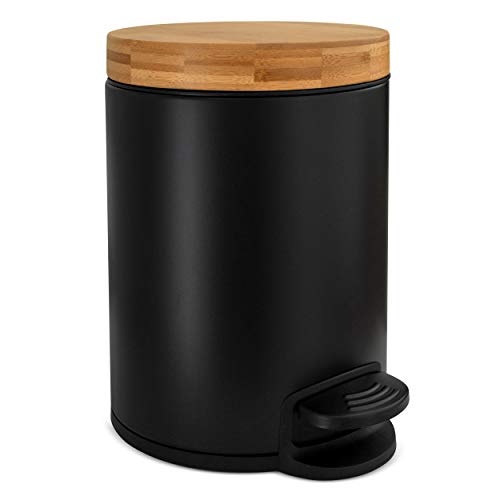 Cubo de basura del baño con tapa de bambú de 5 litros