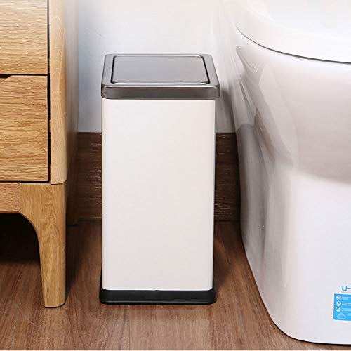 Cubo de basura rectangular de diseño de acero inoxidable de 15 litros para el baño