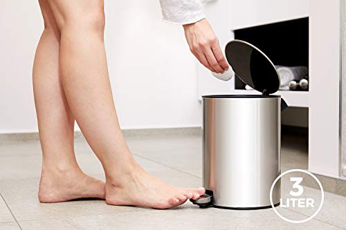 Cubo de pedal de acero inoxidable para el baño de 3 litros