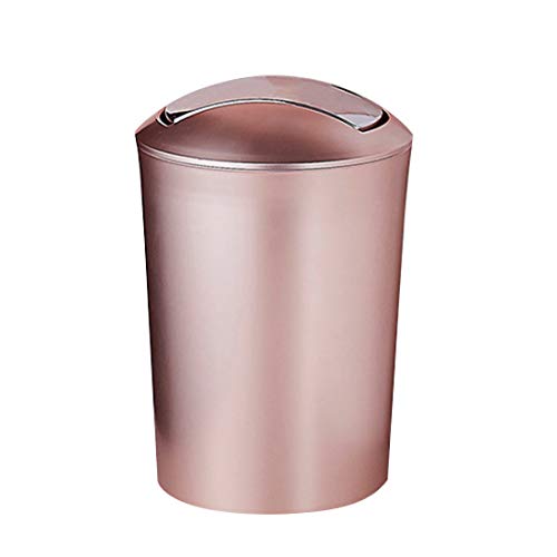 La papelera del baño de diseño hecha de plástico rosa metálico grueso