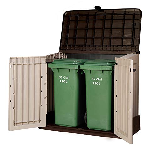 Muebles de exterior para dos cubos de basura de 120 litros de resina