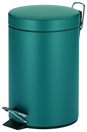 Papelera cilíndrica de baño de pedal verde de Kela