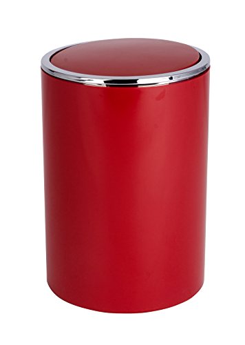 Basurero de baño cilíndrico rojo