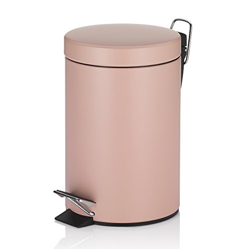 Papelera de baño de 3 litros de color rosa pastel.
