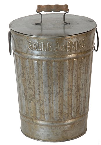 Papelera de baño de zinc original de la época