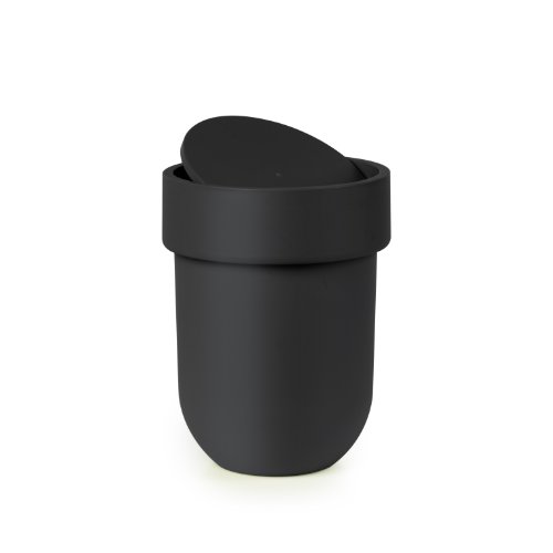 Papelera de diseño para el baño negro mate