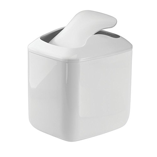 Papelera de plástico blanco para el baño Mdesign
