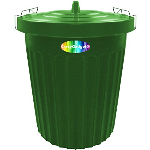 Un gran contenedor de plástico verde para el jardín con tapa de cierre